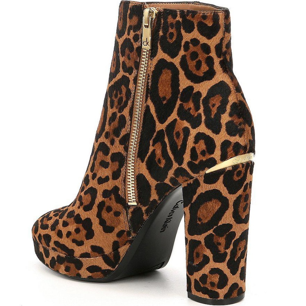 ✨Calvin Klein Leather Leopard Boots / Booties 5.5 - Picture 4 of 7